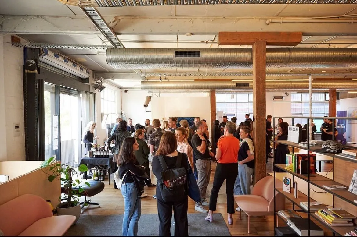 People mingling at a Portable event